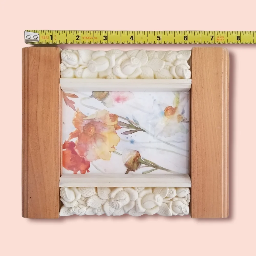 Natural Wood and Acrylic Roses 4 1/2 x 3